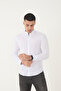 White Judges Collar Lycra Linen Cotton Slim Fit Shirt - 7