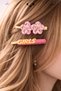 8 Pcs Women's Hairpin Set Colorful Pearl Stone F Bow Detail Snap Buckle Latch Buckle Gift Hairpin Set - 7