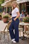 Large Size Summer Elastic Waist Loose Wide Leg High Waisted Jeans - 2