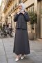 Bellows Pocket Shirt Skirt Double Set 1551 - Anthracite - 2