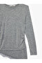 Slim Fit Long Sleeve Viscose Blended Asymmetrical T-Shirt with Lace Detail - 7