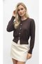 Women's Crew Neck Button Detail Premium Yarn Knit Cardigan 12319.Crs