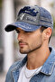 Black Rebel Embroidered Washed Distressed Style Adjustable Back Unisex Navy Blue Hat - 3