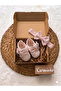 0-3 Months Newborn Pink Eyelet Embroidery Piece Baby Bandana Booties Set - 2