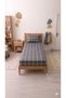 Uykulife Striped Smoked White Checkered Single Size Elastic Sheet Set