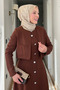 Women's Crepe Fabric Dress with Jacket - Brown - 4