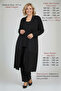 Women's Plus Size Spring Summer Crystal Combed Cotton Fabric Printed Stoned Black Long Mother Cardigan