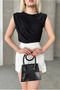 Women's sandy fabric - sleeveless blouse with cross smocking detail - 6