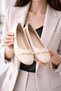 Round Toe Pearl Buckle Women's Daily Office Ballerina Shoes - 4