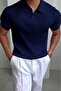 Lorens Striped Lycra Slim Fit Polo Neck Knitted Men's Knitwear Tshirt