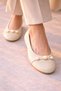 Round Toe Pearl Buckle Women's Daily Office Ballerina Shoes - 3
