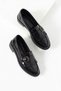 Premium Masculine: Gold Buckled Black & Brown Patent Leather and Suede Textured Women's Loafers Collection - 4