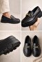 Women's Thick Sole Orthopedic Comfort Sole Leather-Look Loafer – Black - 4