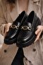Women's Thick Sole Orthopedic Comfort Sole Leather-Look Loafer – Black - 2