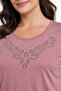 New Pattern Stone Embroidered Round Neck L Stretch Fabric Mother Combed Cotton Blouse 6670 - 3