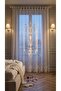 Castle Linen Look Embroidered Tulle Panel Curtain Castle Beige (Measurements Width X Length) - 4