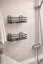 Adhesive Bathroom Organizer 2 Pieces Bathroom Shelf Shampoo Holder Soap Dish Matte Black Shower Hanger Rack - 2