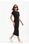 Women's Crew Neck Long Sleeve Camisole Ribbed Fabric Modest Dress Size 135 cm - 2