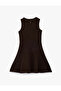 Crew Neck Sleeveless Flared Dress with Stitching Detail - 4