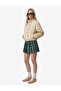 Elastic Waist Tied Pleated Mini Plaid Skirt