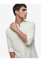 Regular Fit Long Sleeve Buttoned Court Collar Linen Shirt - 2