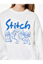 Fleece-Lined Stitch Licensed Crew Neck Printed Oversized Sweatshirt - 5