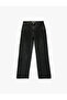 Buttoned Pocket Cotton Regular Waist Straight Leg Stonewashed Jeans - Straight Fit Jeans - 4