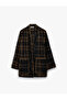 Plaid Coat Long Sleeve with Pockets and Shepherd Stitch Detail - 3