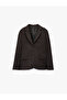 Long Sleeve Wool Blend Buttoned Pocketed Double Breasted Lapel Blazer Jacket - 3