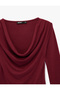 Slim Fit Wool Blend Long Sleeve Degaje Collar Blouse - 5