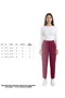 Burgundy High Waist Double Button Pocket Carrot Cut Pleated Women's Trousers - 2