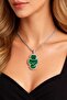 Women's Silver Color Model Emerald Stone Necklace