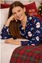Women's Buttoned High-Neck Pajama Set Colorful Patterned 4-Season Tracksuit Set - 5