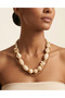 Women's Ecru Vintage Style Double Layered Beaded Bijoux Necklace Set - Multiple Showy Necklaces