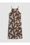 Lcw Comfort Brown Halter Neck Patterned Rope Strap Dress - 2