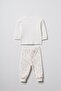 Unisex Baby Cotton Ecru Teddy Bear Printed Cardigan Pants Set - Patterned Bottom Piece - 6