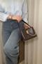 Women's Coffee Chain Accessory Detailed Hand and Shoulder Bag - Adjustable Long Strap, Daily Bag - 2