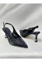 Ll2724 Satin Material Special Stone Embroidered Special Design Heel Shoes with Inside Pad for Evening Wear Black - 2