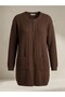 Women's Knitted Detailed Pocketed Soft Textured Buttoned Long Knitwear Cardigan - 6