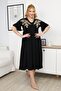 Plus Size Dress with Embroidered Collar Detail
