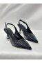 Ll2724 Satin Material Special Stone Embroidered Special Design Heel Shoes with Inside Pad for Evening Wear Black