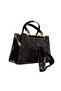 Black Embossed Patterned Gold Detailed Women's Hand and Shoulder Bag Stylish for Daily and Evening Use / Sstore - 3