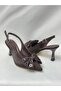 Ll2728 Satin Material, Special Design with Trockle Butterfly Bow, Galvanized Heel, Brown Shoes - 2