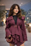 Belted Asymmetrical Cut Trench Coat Bordo - 2