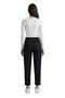 Black High Waist Double Buttoned Pocket Carrot Cut Pleated Women's Trousers - 6