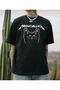 Meowtallica Printed Short Sleeve Unisex Plain Black Tshirt - 2