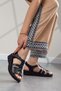 Black Genuine Leather Short Heeled Anatomical Ultra Comfortable Comfortable Sole Banded Women's Sandals - 2