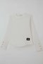 Girl's Long Sleeve T-Shirt with Heart Embroidered Sleeves and Button Accessory Detail, Ages 9-14, Ecru - 3
