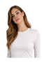 White Crew Neck Ultra Soft Women's Long Sleeve Bodysuit - 6