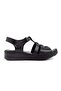 Black Genuine Leather Short Heeled Anatomical Ultra Comfortable Comfortable Sole Banded Women's Sandals - 4